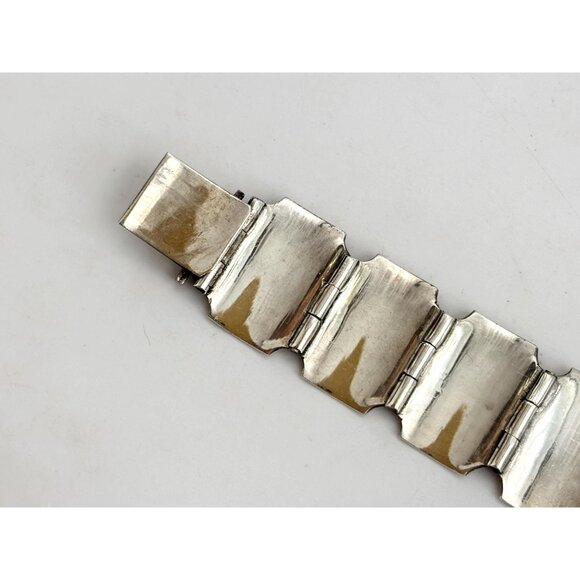 Guillioche Yellow Siam Sterling Silver Paneled Thai 1930's 925 Vintage Bracelet - Picture 6 of 16